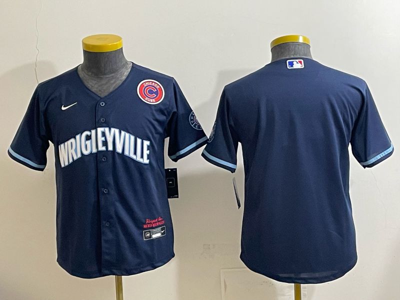 Youth 2026 Chicago Cubs Blank Drak Blue City Edition Nike MLB Jersey style 005